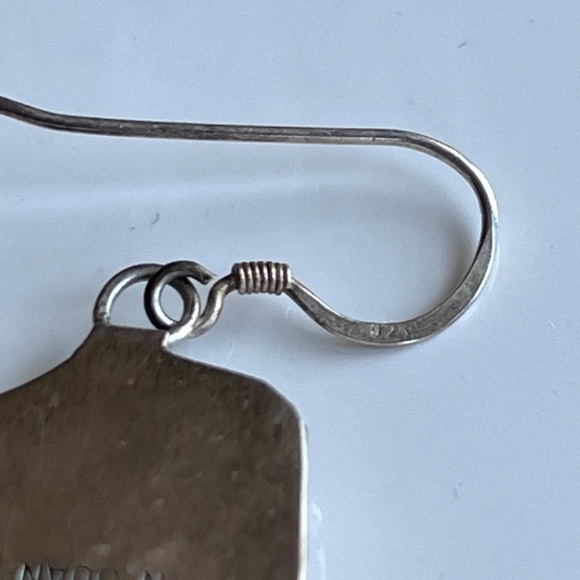 Vintage authentic Native American sterling silver turquoise earrings N Juan - Picture 10 of 14